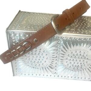 Fossil Studded Genuine Leather Belt  Medium 1”x 30” Brown Silver Conch